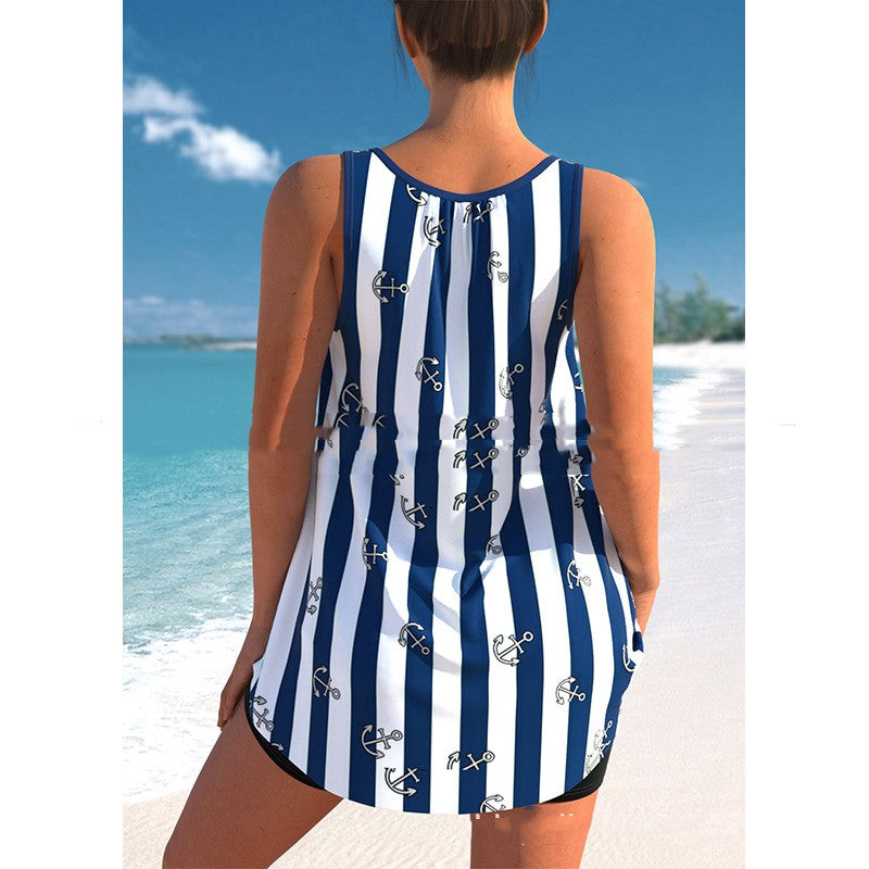Plus Size Printed Skirt Bikini Swimsuit