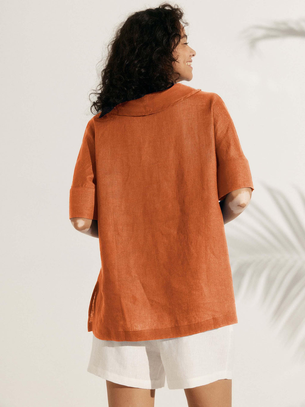 Linen V Neck Short Sleeve Shirt PENNY