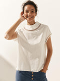 Top de cuello alto con aberturas y cuadros vichy de lino 100 % CAROL