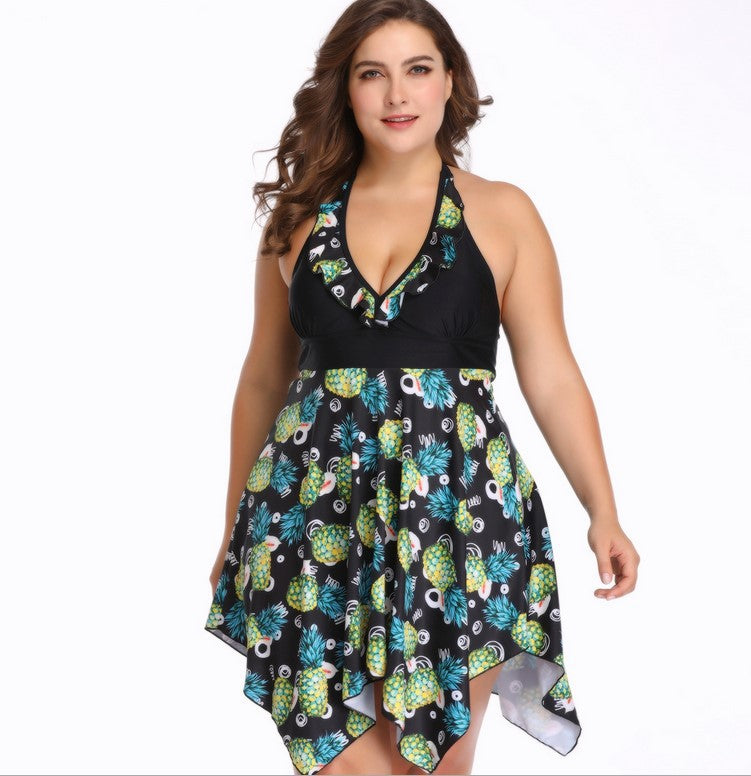 Plus Size Belly Coverage One-Piece Swimsuit