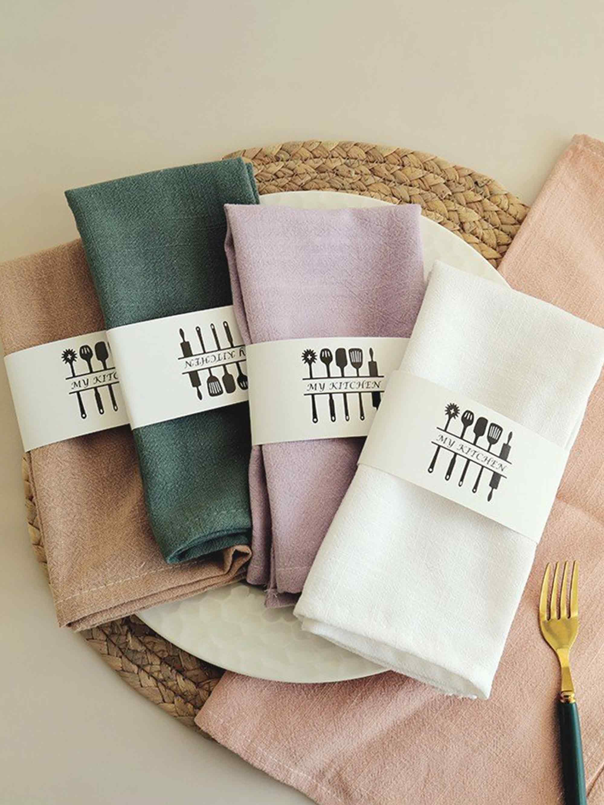 Cotton Linen Napkins Solid Color Placemats Tea Towels