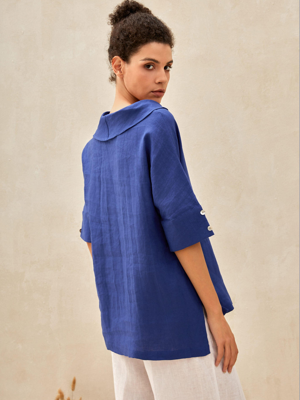 Linen V Neck Short Sleeve Shirt PENNY