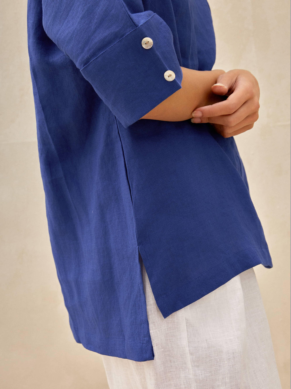 Linen V Neck Short Sleeve Shirt PENNY