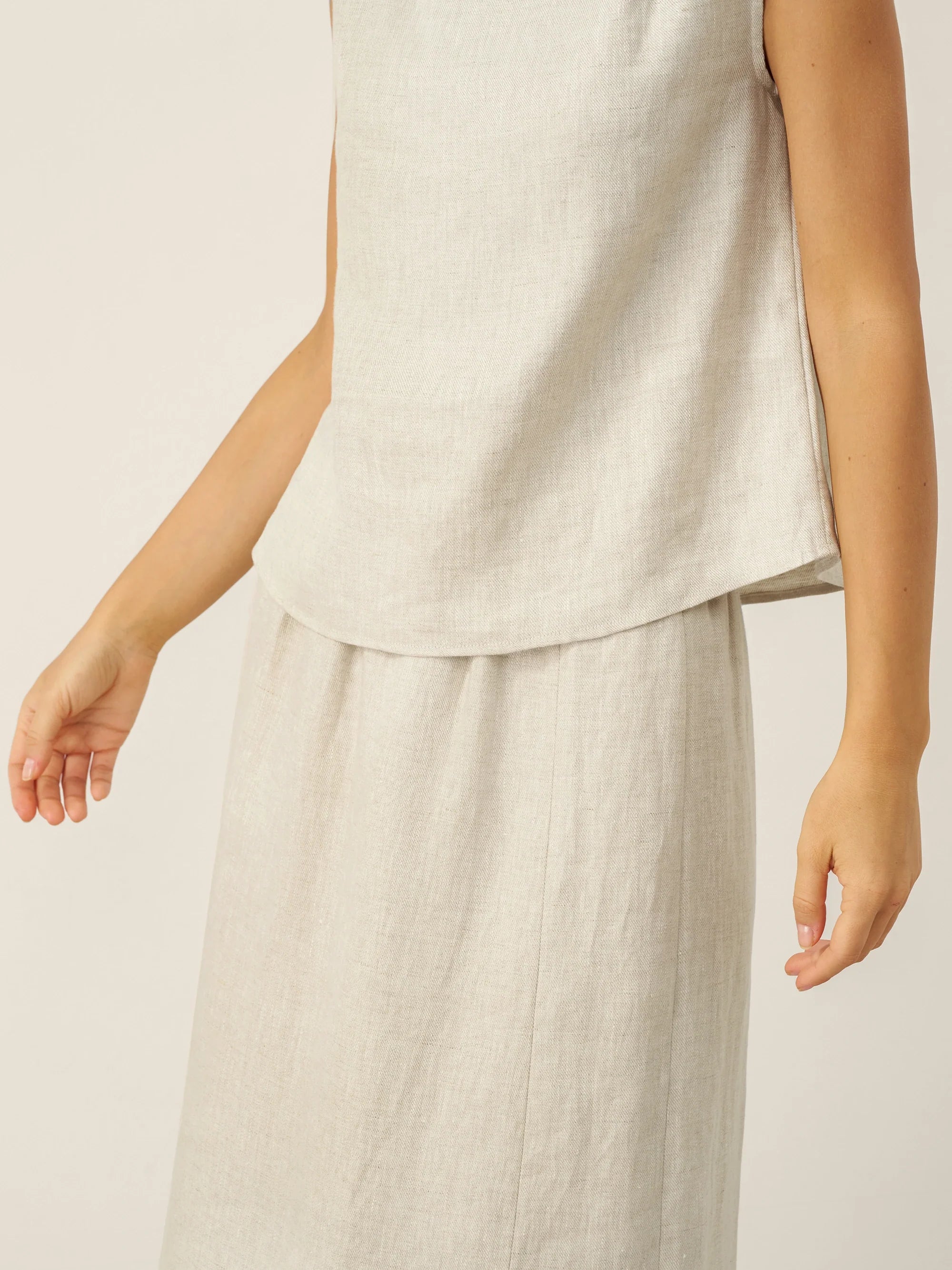 100% Linen Cap Sleeve Beaded Top BIANCA