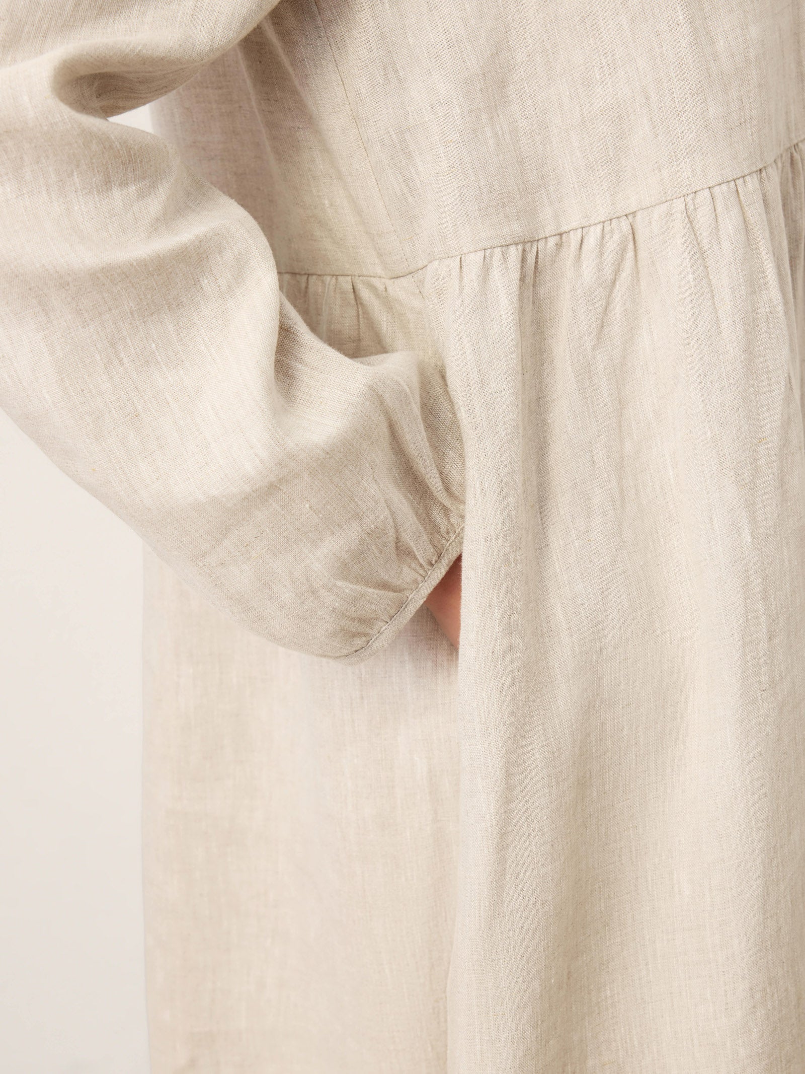 100% Linen Sculpted-Hood Caftan Maxi Dress LINETTE