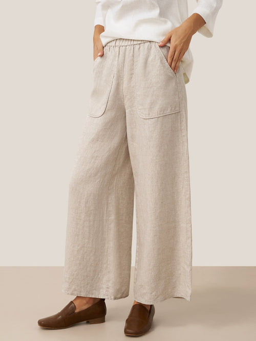 Pantalones Anchos con Bolsillos de Lino 100% THALIA