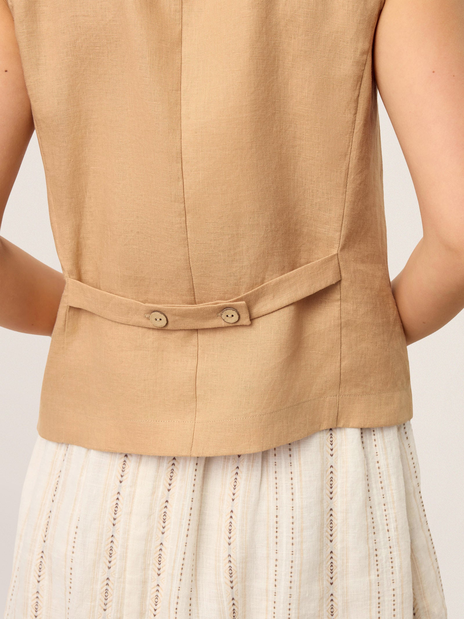 100% Linen Cinch-Back Sleeveless Tailored Vest BRONWYN