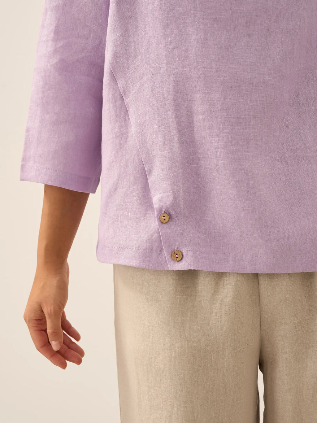 Linen Round Soft-Fold Collar Top ANAIS