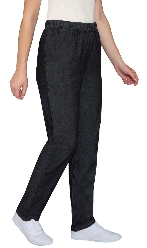 Women's Lightweight Pull-On Denim Jeans with Elastic Waist – Relaxed Fit Stretch Jeans for Casual Everyday Wear