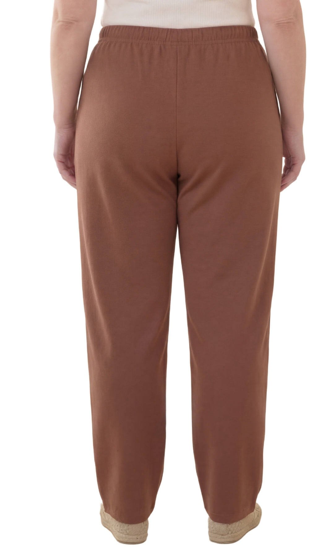 Women's Pull-On Flat Front Knit Pants — Cotton Blend Elastic Waist