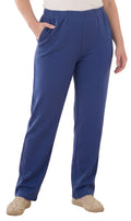 Women's Pull-On Flat Front Knit Pants — Cotton Blend Elastic Waist