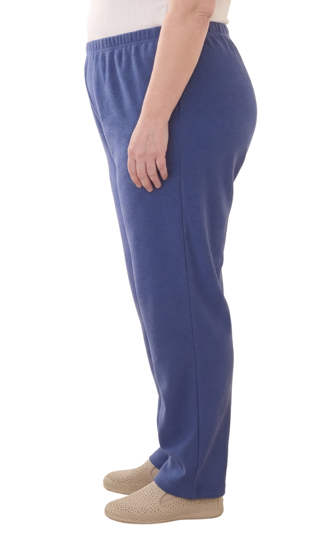 Women's Pull-On Flat Front Knit Pants — Cotton Blend Elastic Waist