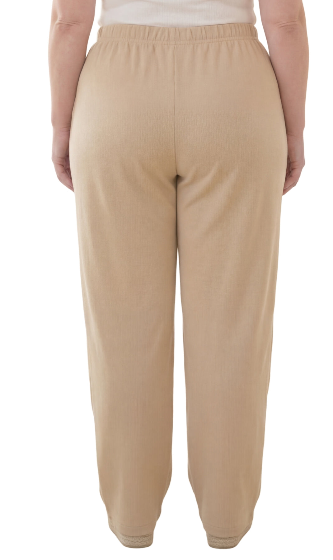 Women's Pull-On Flat Front Knit Pants — Cotton Blend Elastic Waist