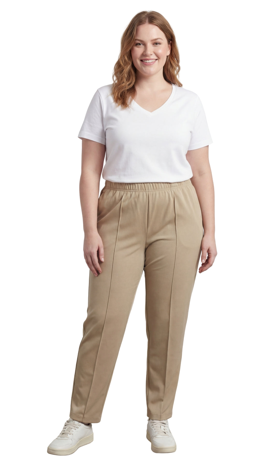 Women's Classic Pull-On Poly Knit Pants — Elastic Waist Dress Slacks