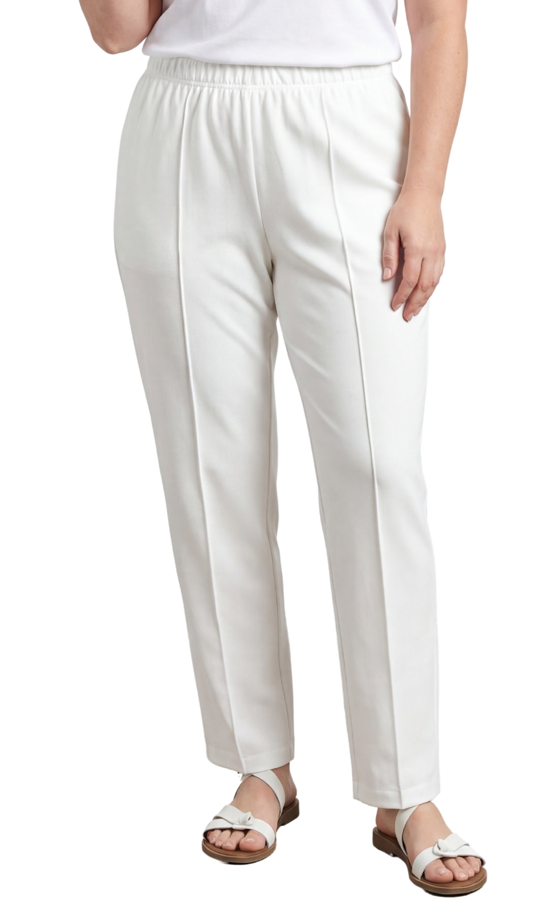 Women's Classic Pull-On Poly Knit Pants — Elastic Waist Dress Slacks