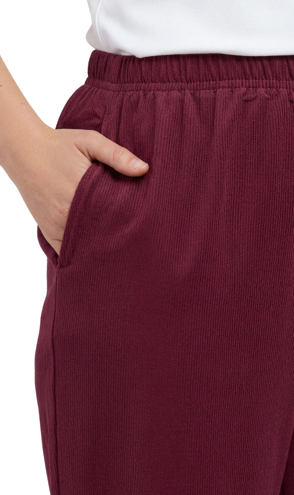 Women's Pull-On Fine Wale Corduroy Pants — Soft Covered Elastic Waist