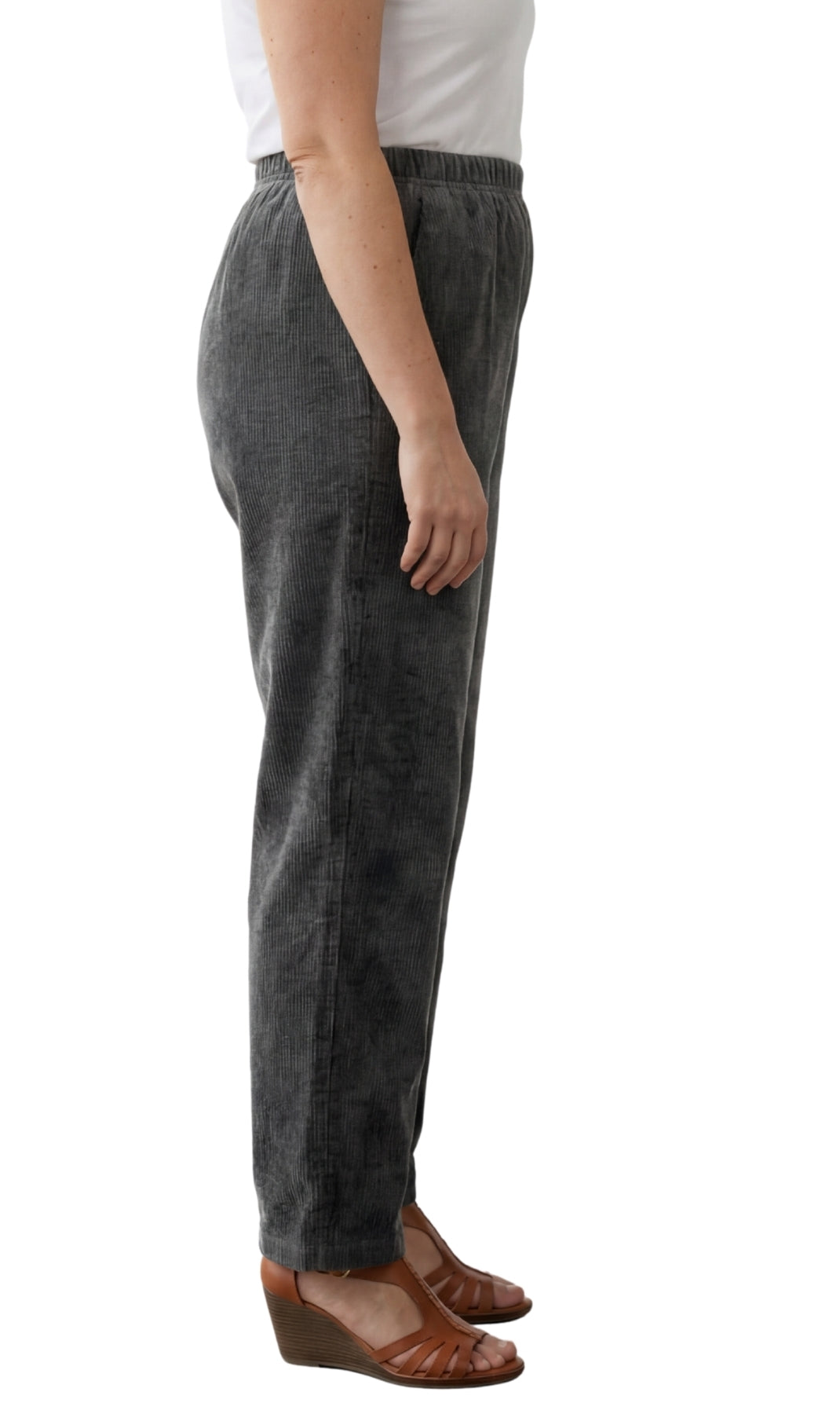 Women's Pull-On Fine Wale Corduroy Pants — Soft Covered Elastic Waist