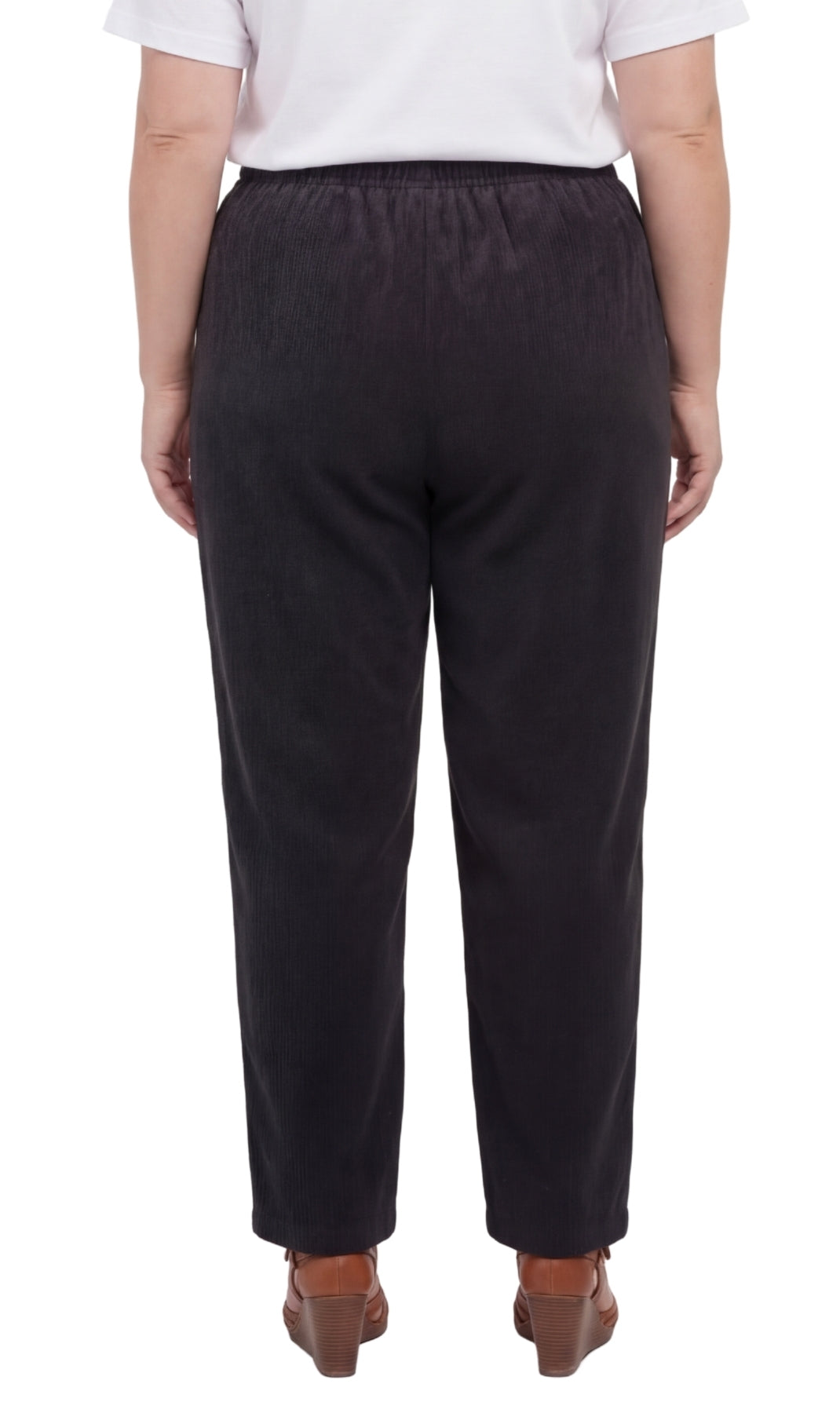 Women's Pull-On Fine Wale Corduroy Pants — Soft Covered Elastic Waist