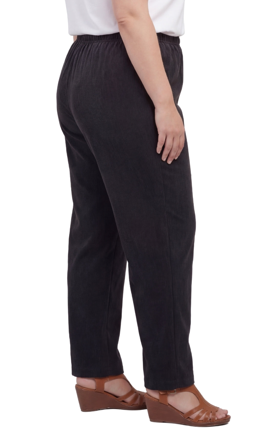 Women's Pull-On Fine Wale Corduroy Pants — Soft Covered Elastic Waist