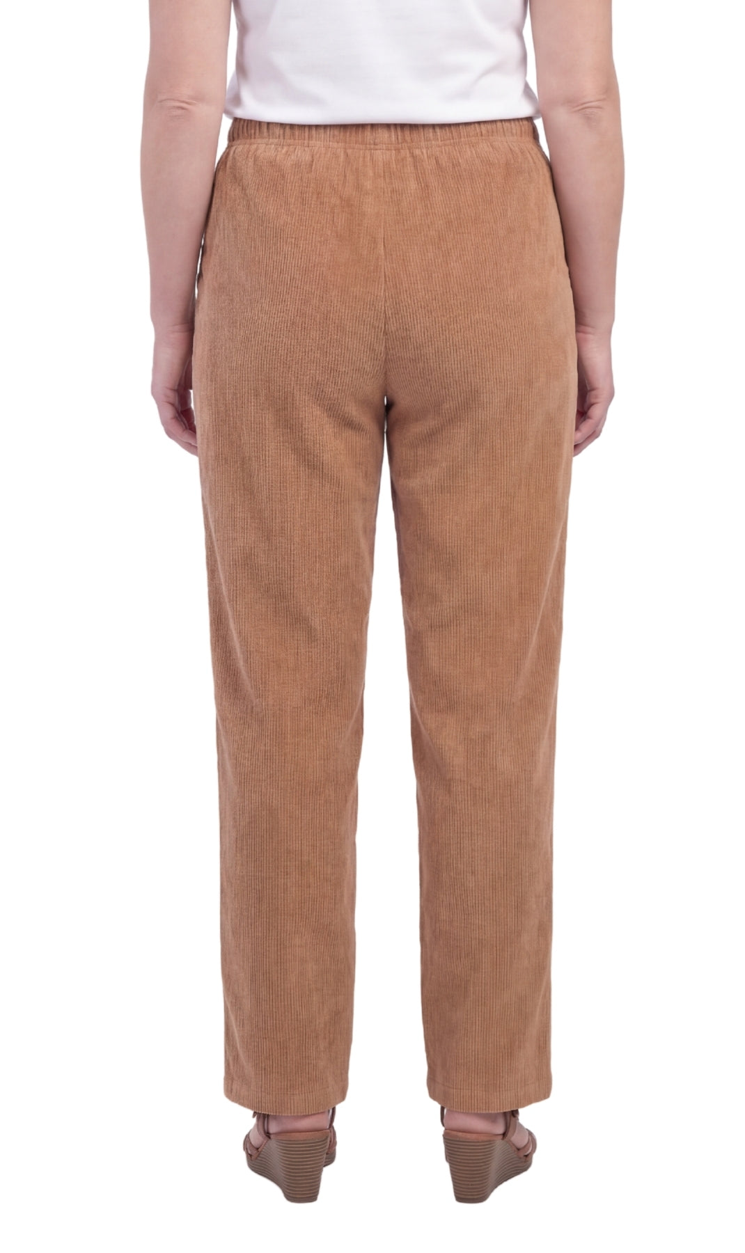 Women's Pull-On Fine Wale Corduroy Pants — Soft Covered Elastic Waist