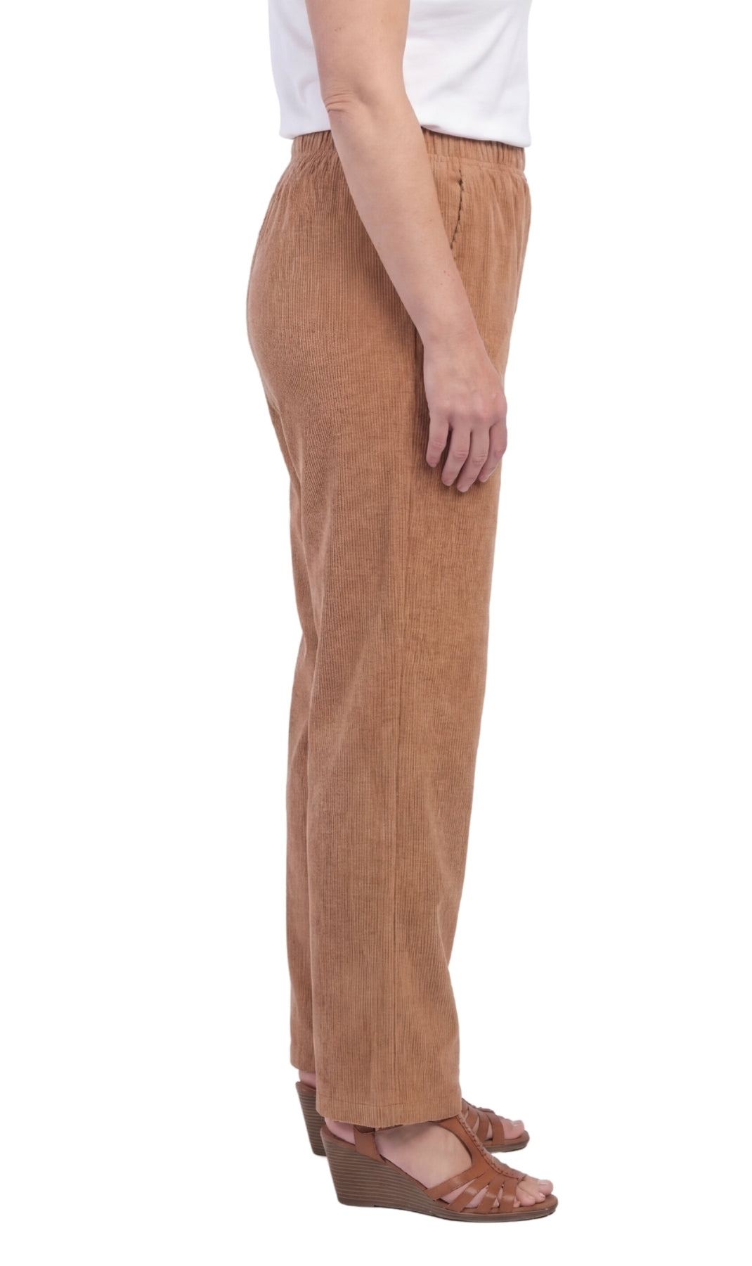 Women's Pull-On Fine Wale Corduroy Pants — Soft Covered Elastic Waist