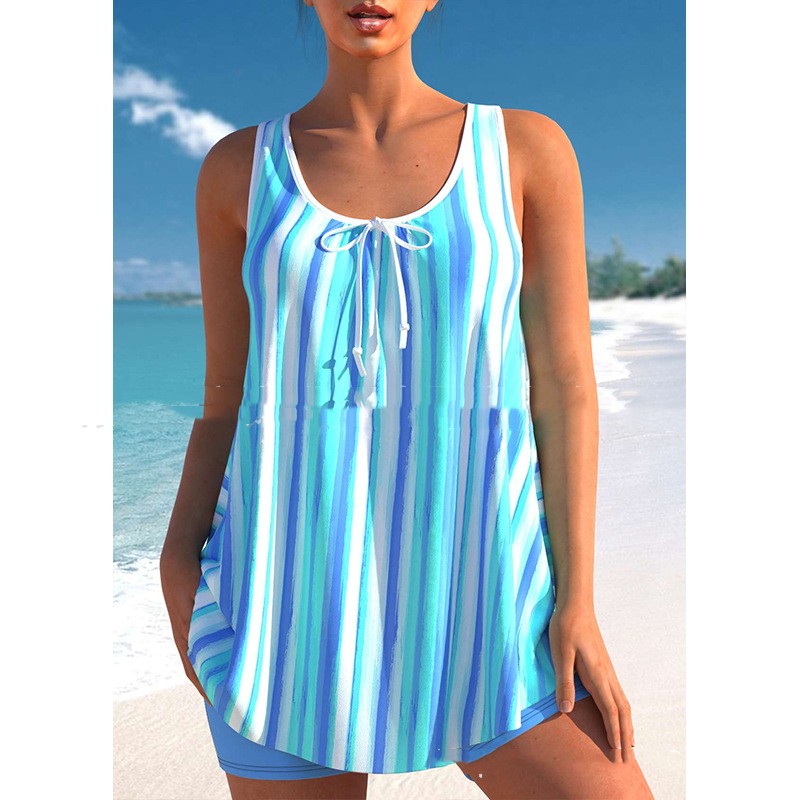 Plus Size Printed Skirt Bikini Swimsuit