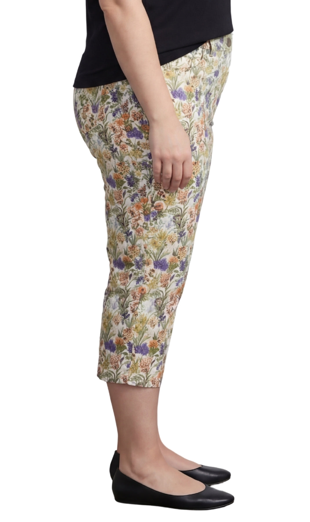 Women's Botanical Bloom Capri Pants with Front Pockets — Concealed Zipper