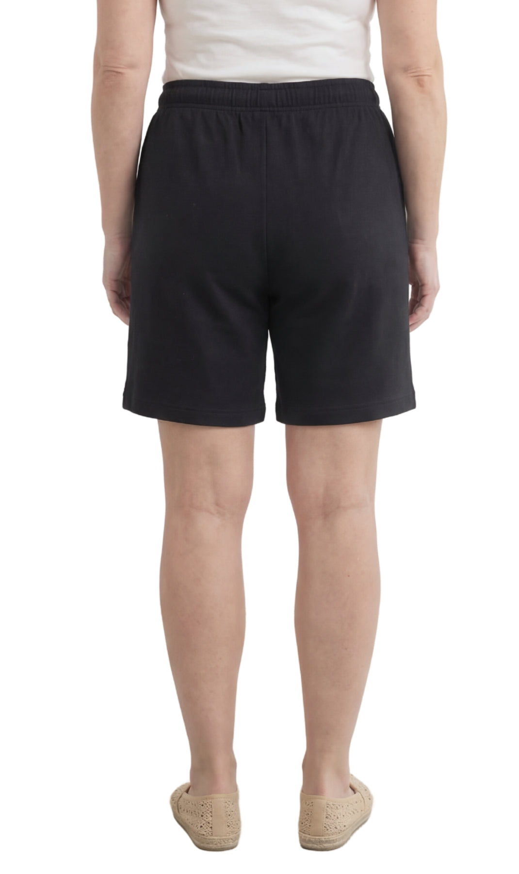 Women's 100% Cotton Interlock Knit Shorts — Elastic Waist with Drawstring