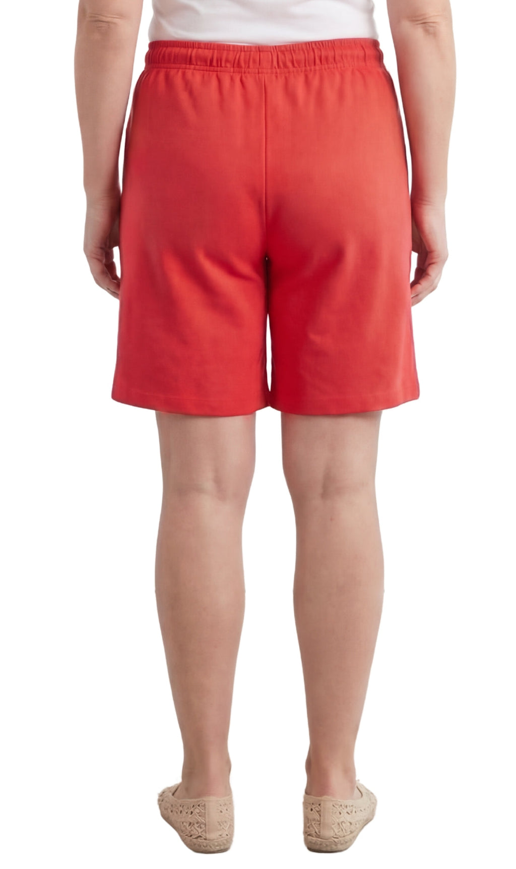 Women's 100% Cotton Interlock Knit Shorts — Elastic Waist with Drawstring