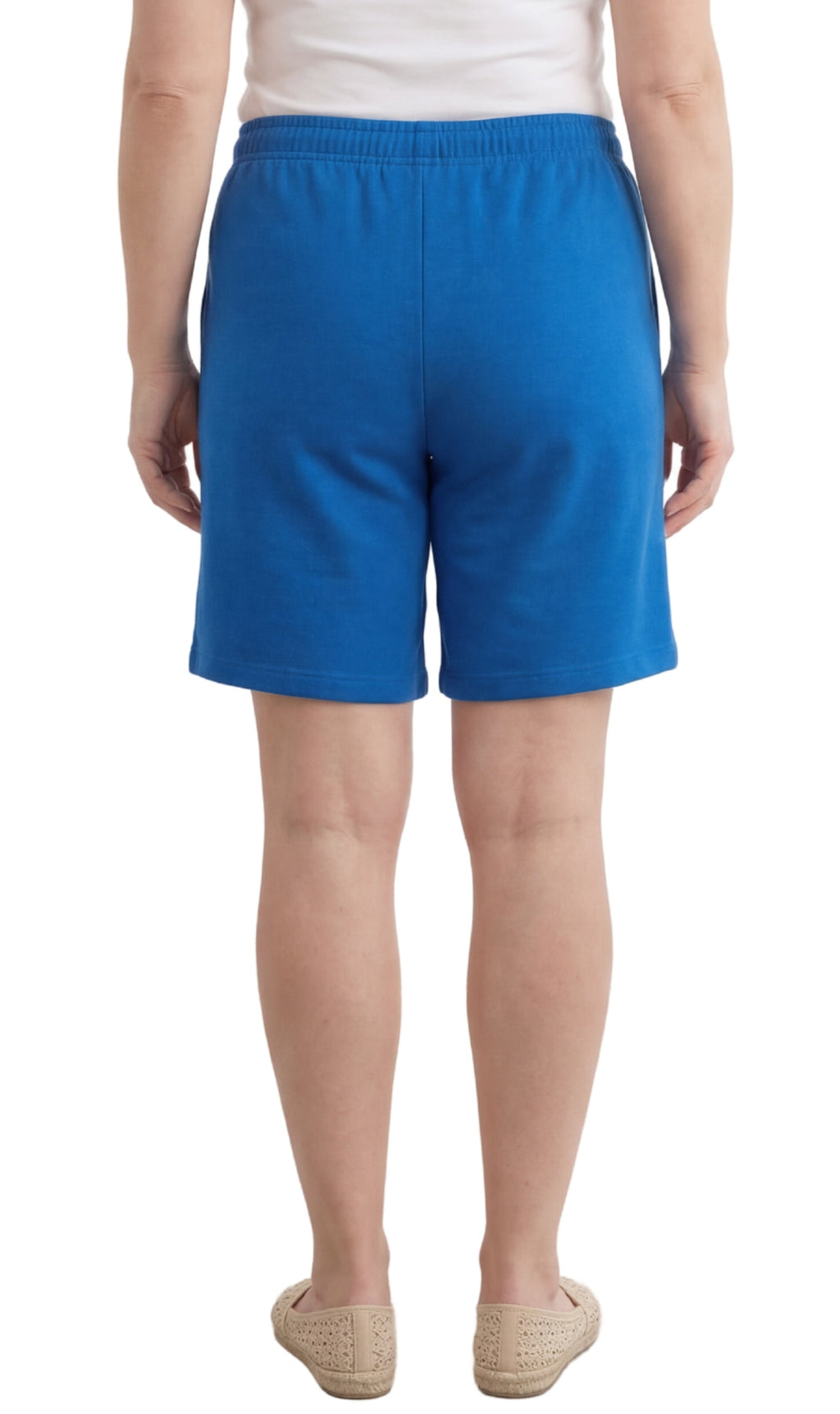 Women's 100% Cotton Interlock Knit Shorts — Elastic Waist with Drawstring