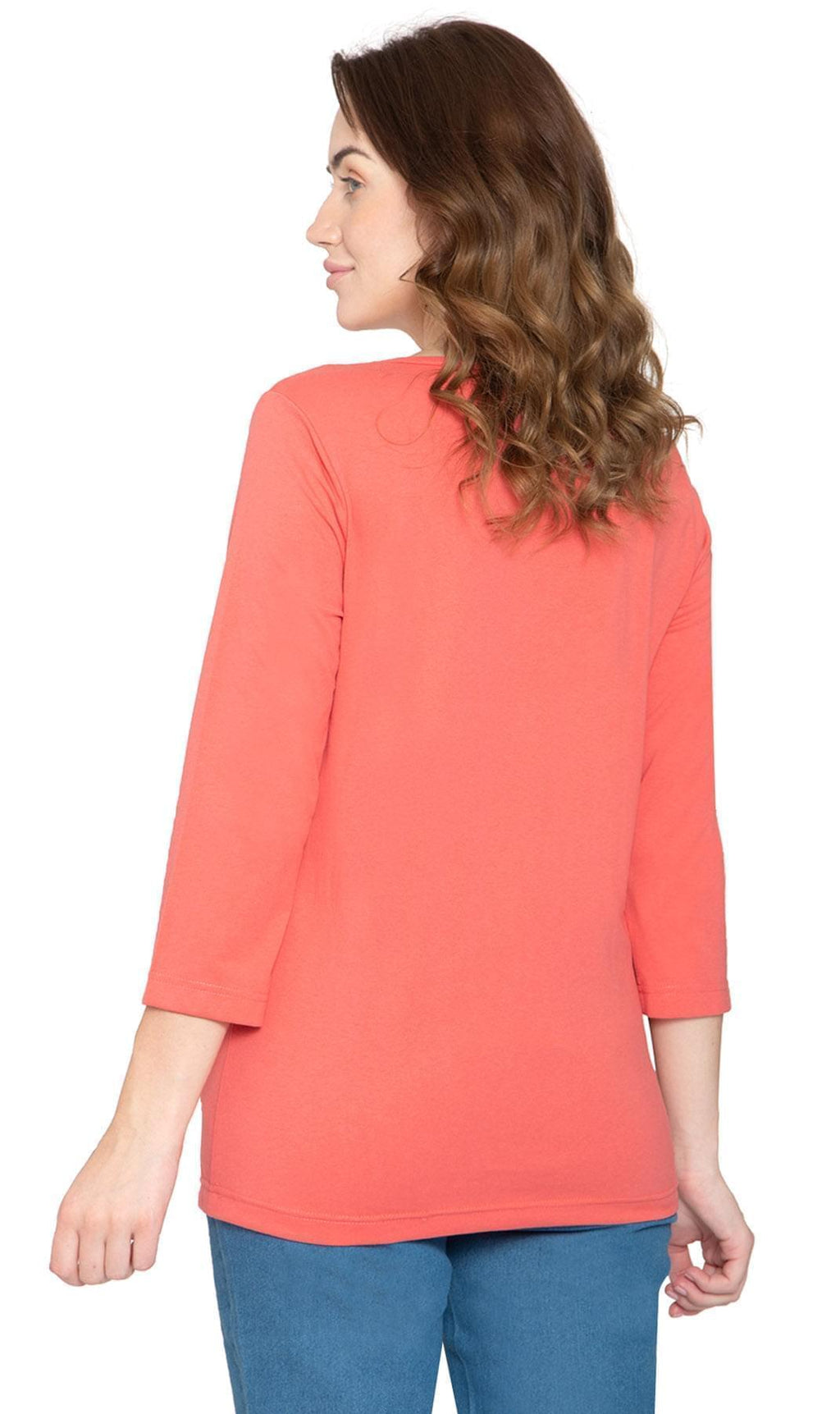 Women's 3/4 Sleeve Crew Neck Top — Comfortable Jersey Knit