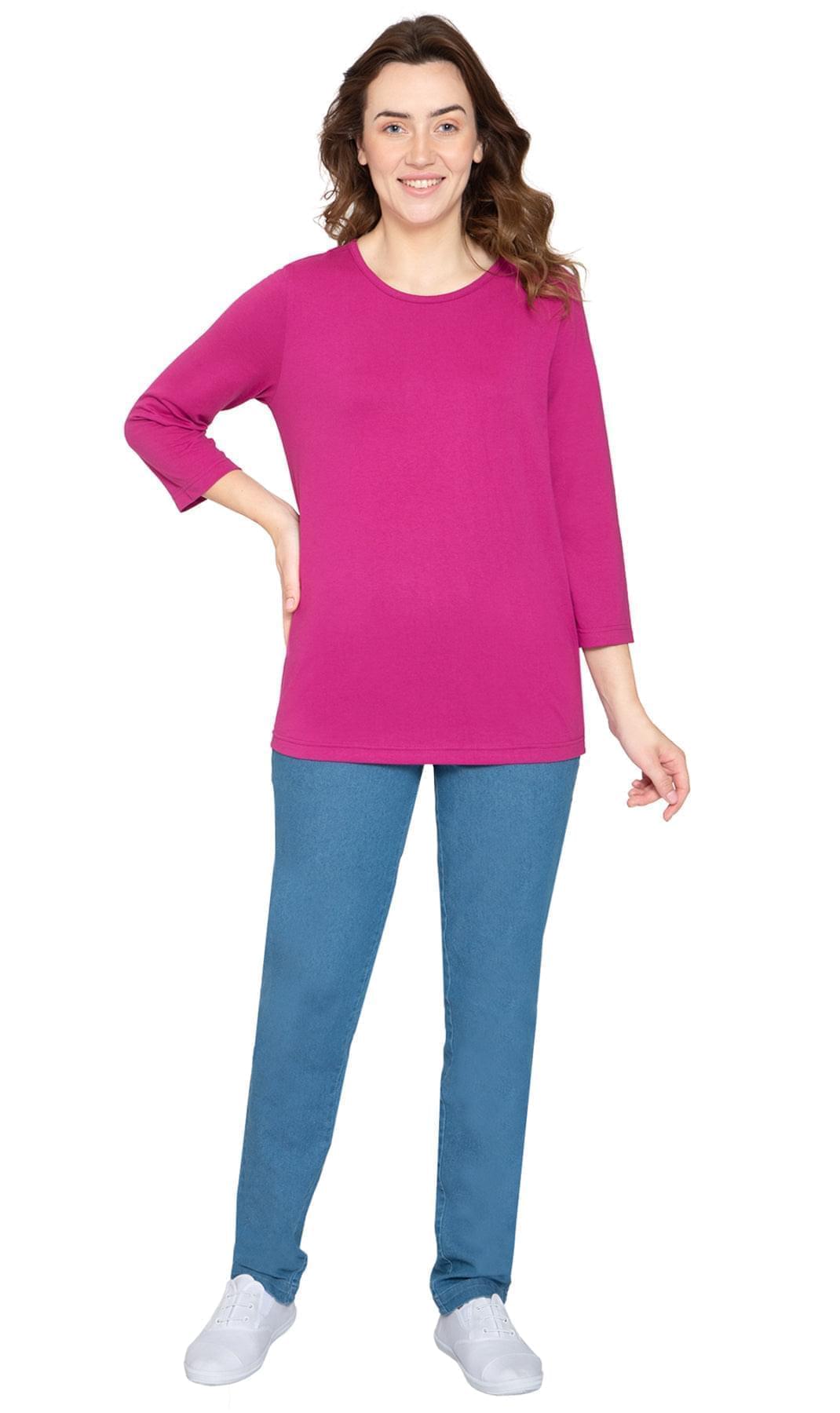 Women's 3/4 Sleeve Crew Neck Top — Comfortable Jersey Knit