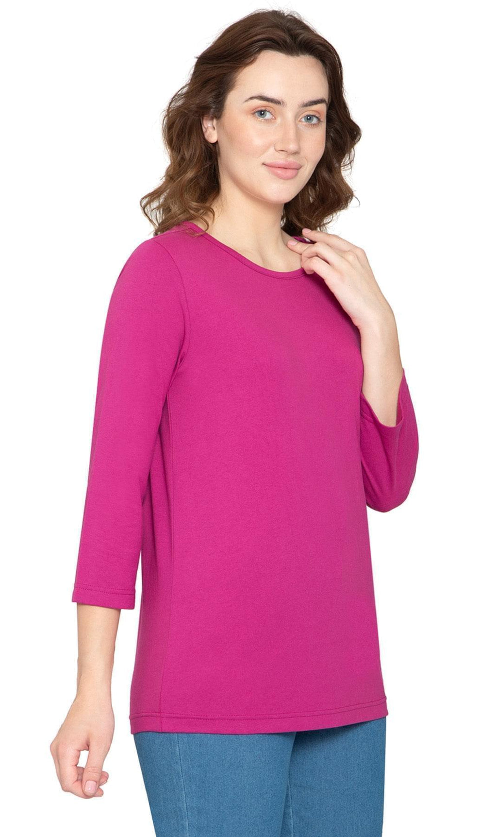 Women's 3/4 Sleeve Crew Neck Top — Comfortable Jersey Knit