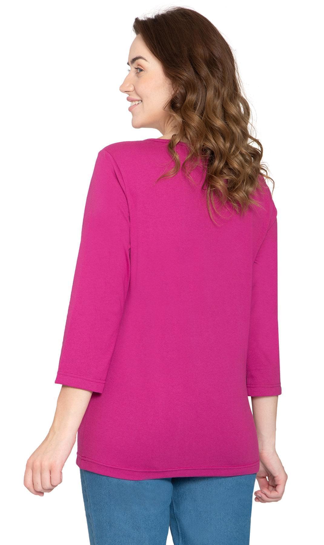 Women's 3/4 Sleeve Crew Neck Top — Comfortable Jersey Knit