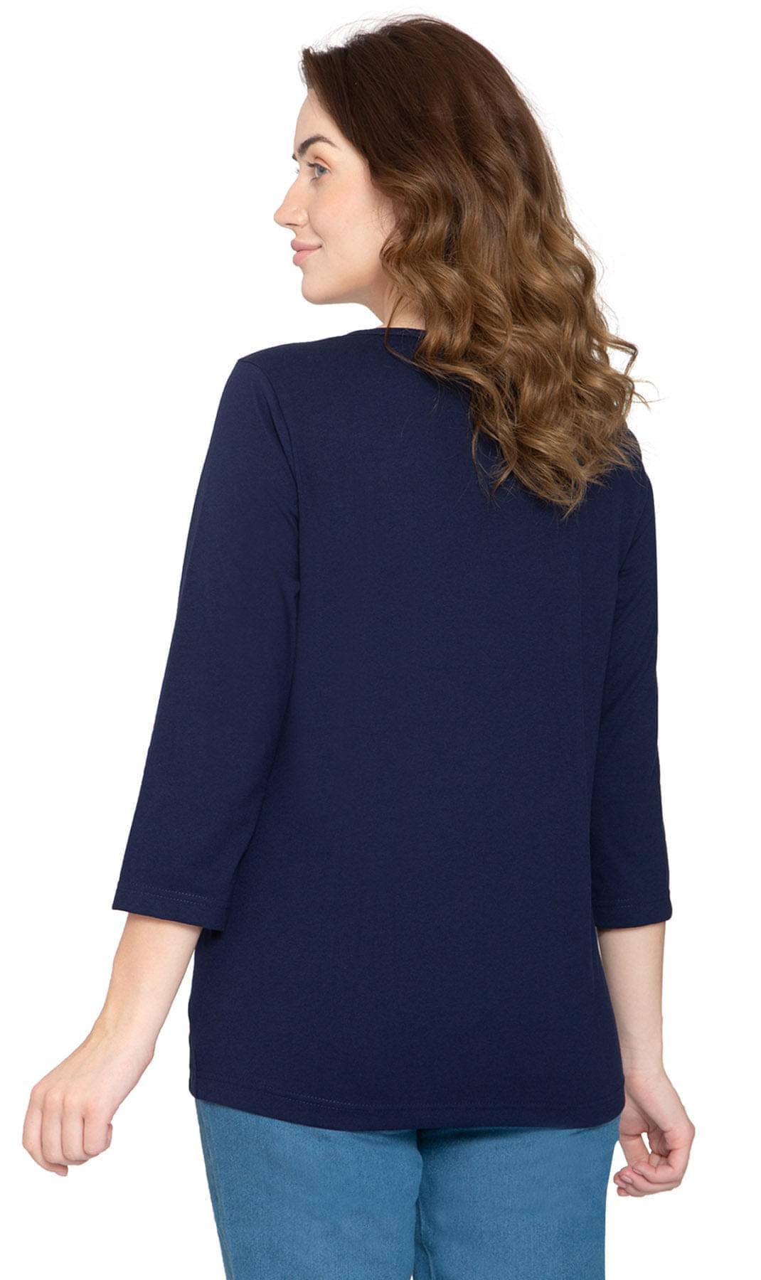 Women's 3/4 Sleeve Crew Neck Top — Comfortable Jersey Knit