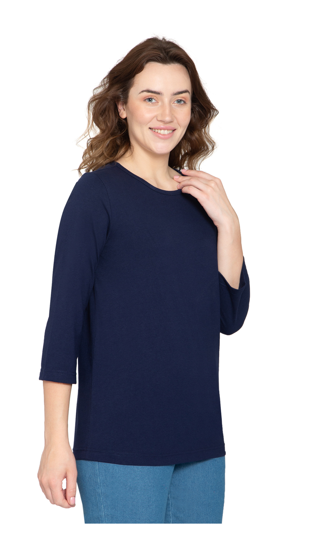 Women's 3/4 Sleeve Crew Neck Top — Comfortable Jersey Knit