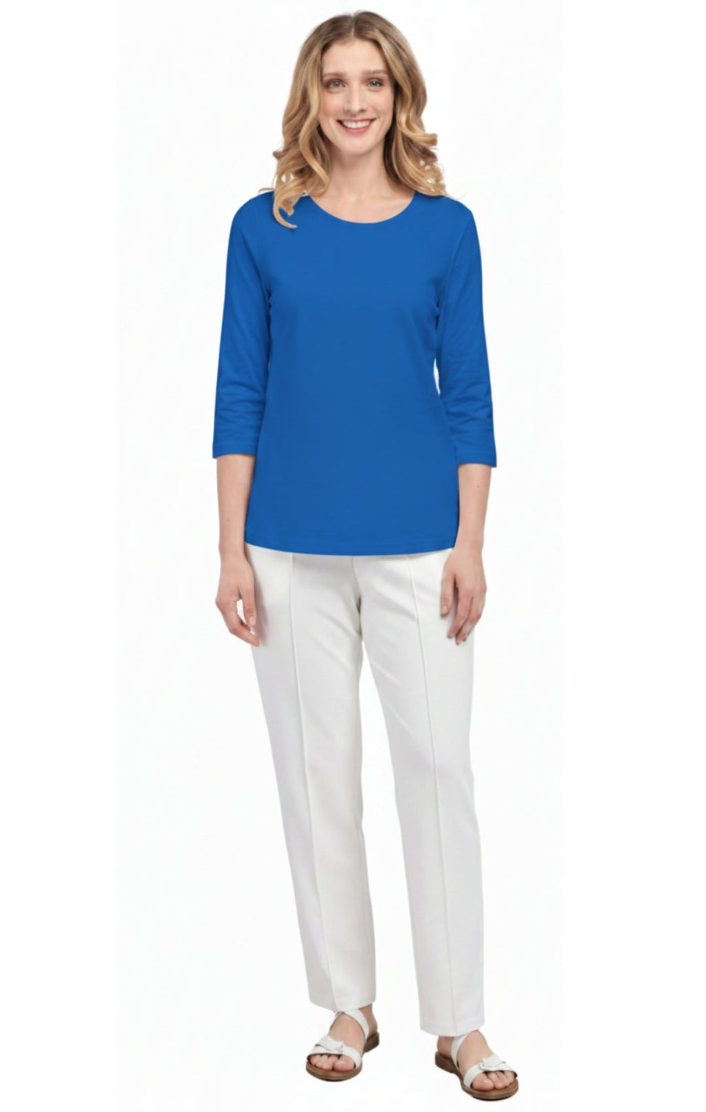 Women's 3/4 Sleeve Crew Neck Top — Comfortable Jersey Knit