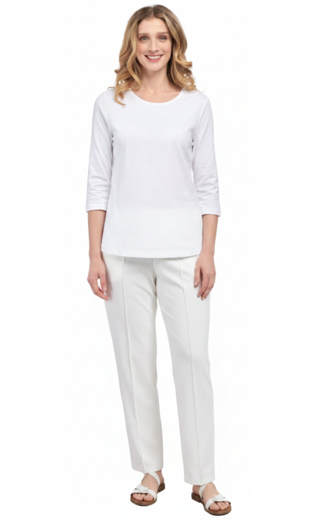 Women's 3/4 Sleeve Crew Neck Top — Comfortable Jersey Knit