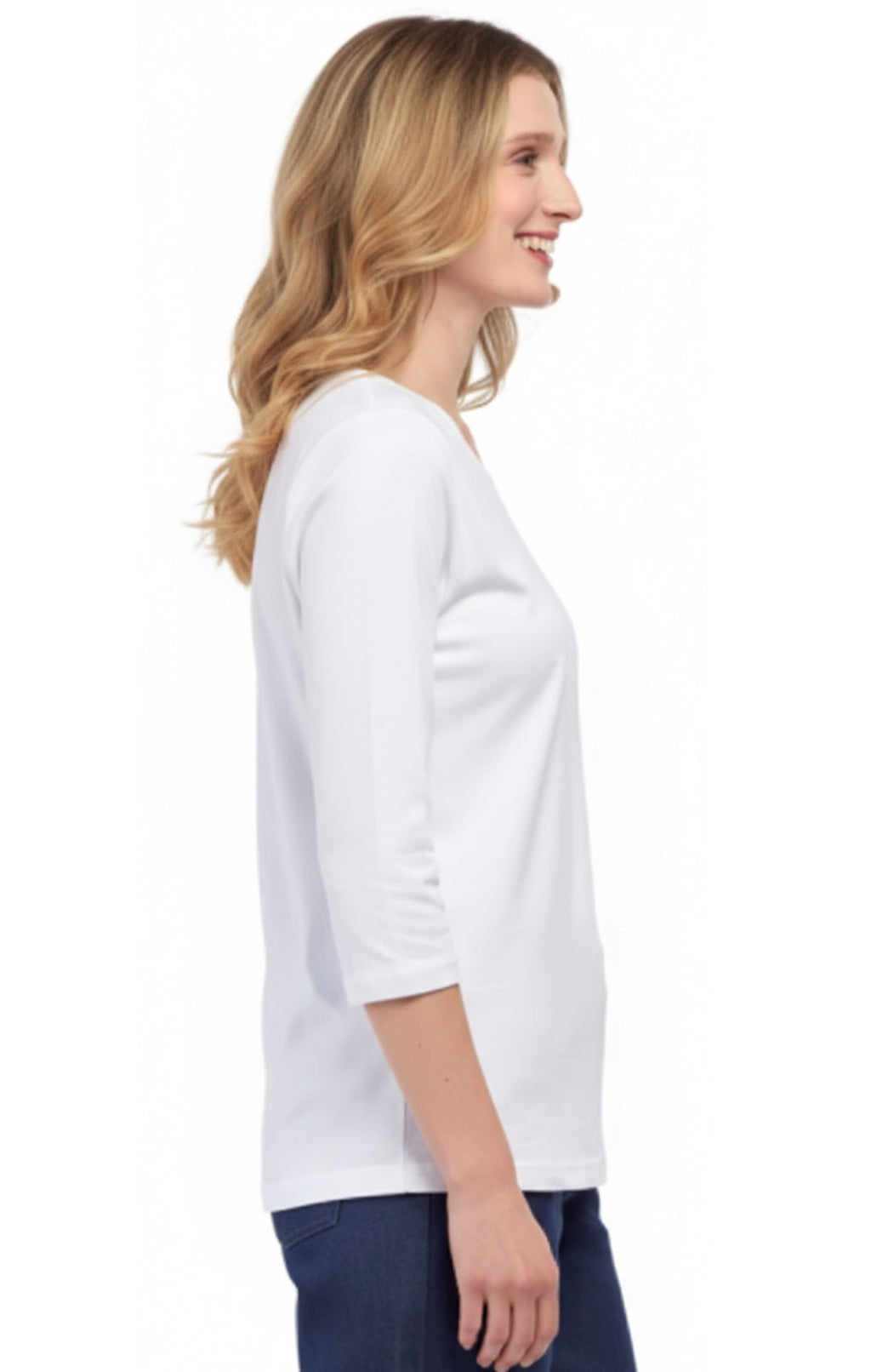 Women's 3/4 Sleeve Crew Neck Top — Comfortable Jersey Knit
