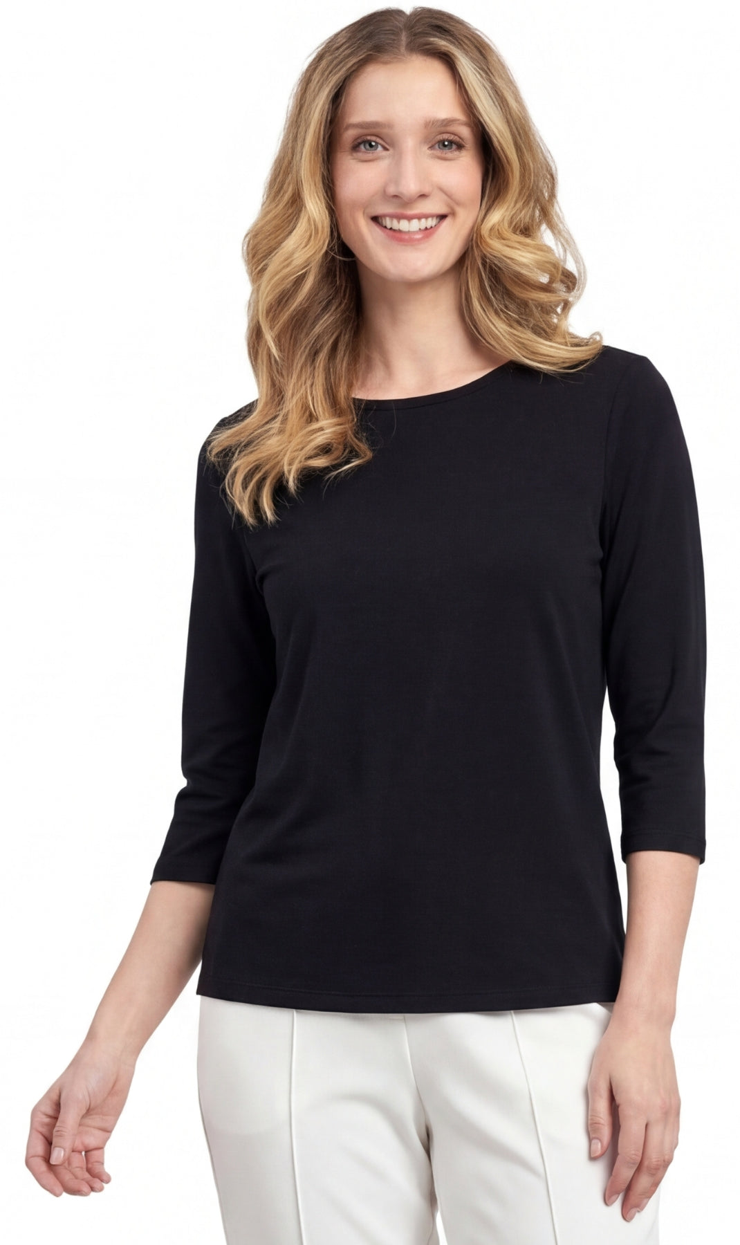Women's 3/4 Sleeve Crew Neck Top — Comfortable Jersey Knit