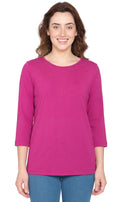 Women's 3/4 Sleeve Crew Neck Top — Comfortable Jersey Knit