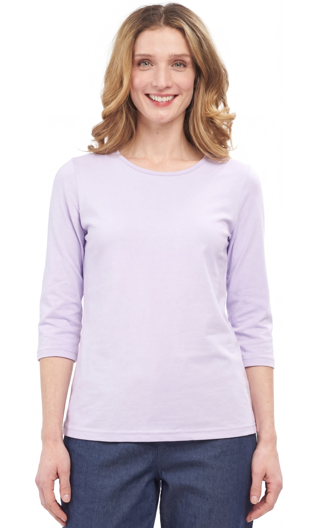 Women's 3/4 Sleeve Crew Neck Top — Comfortable Jersey Knit