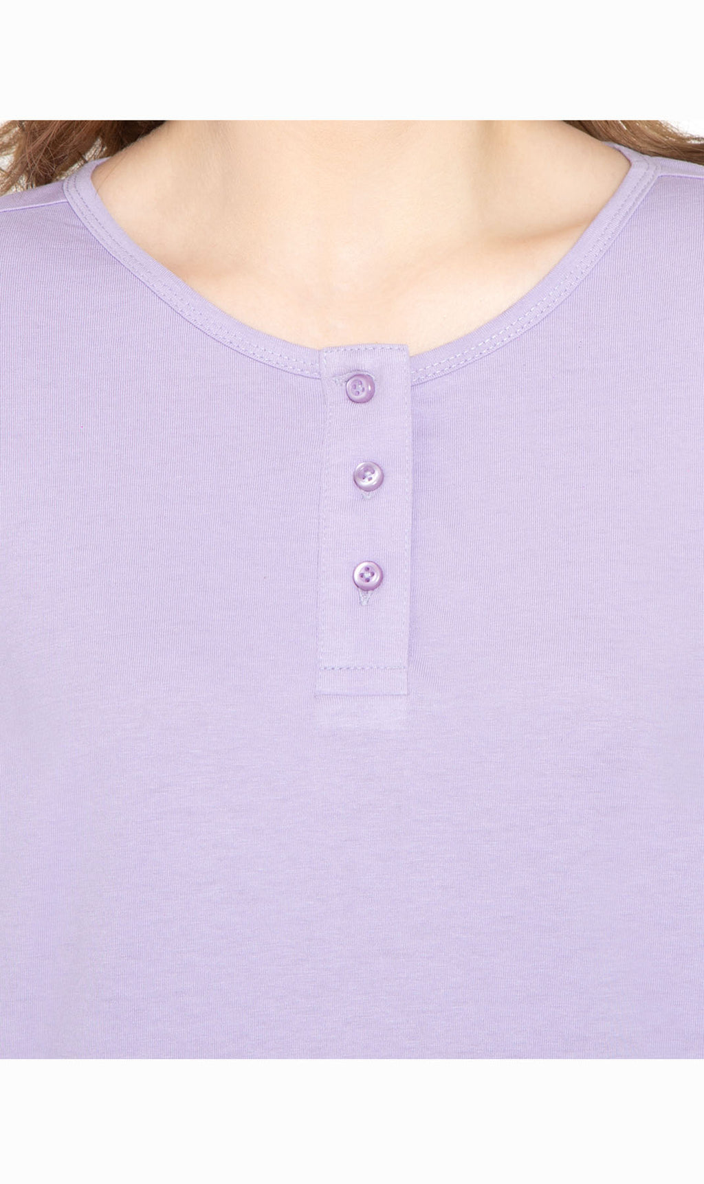 Women's 3/4 Sleeve Henley Top — Cotton Blend with Button Placket