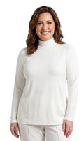 Women's Long Sleeve Mock Neck Top — Lightweight Cotton Blend