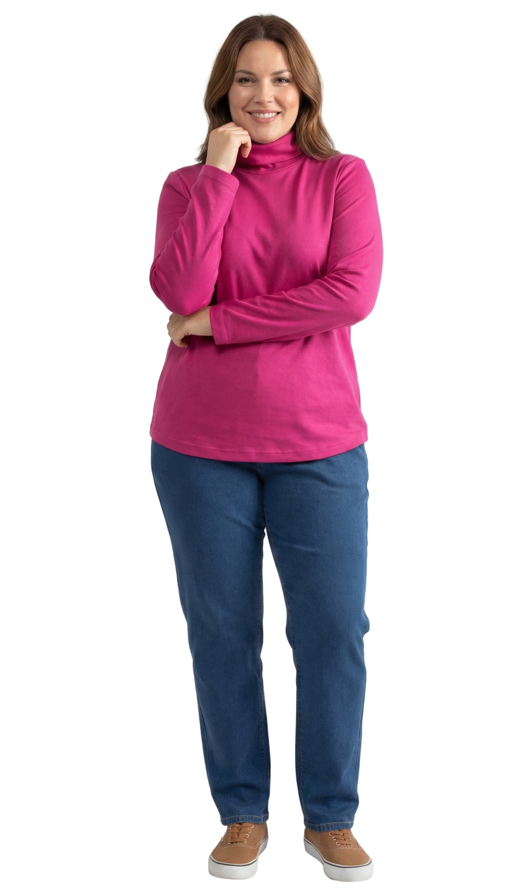 Women's Long Sleeve Relaxed Fit Turtleneck Top