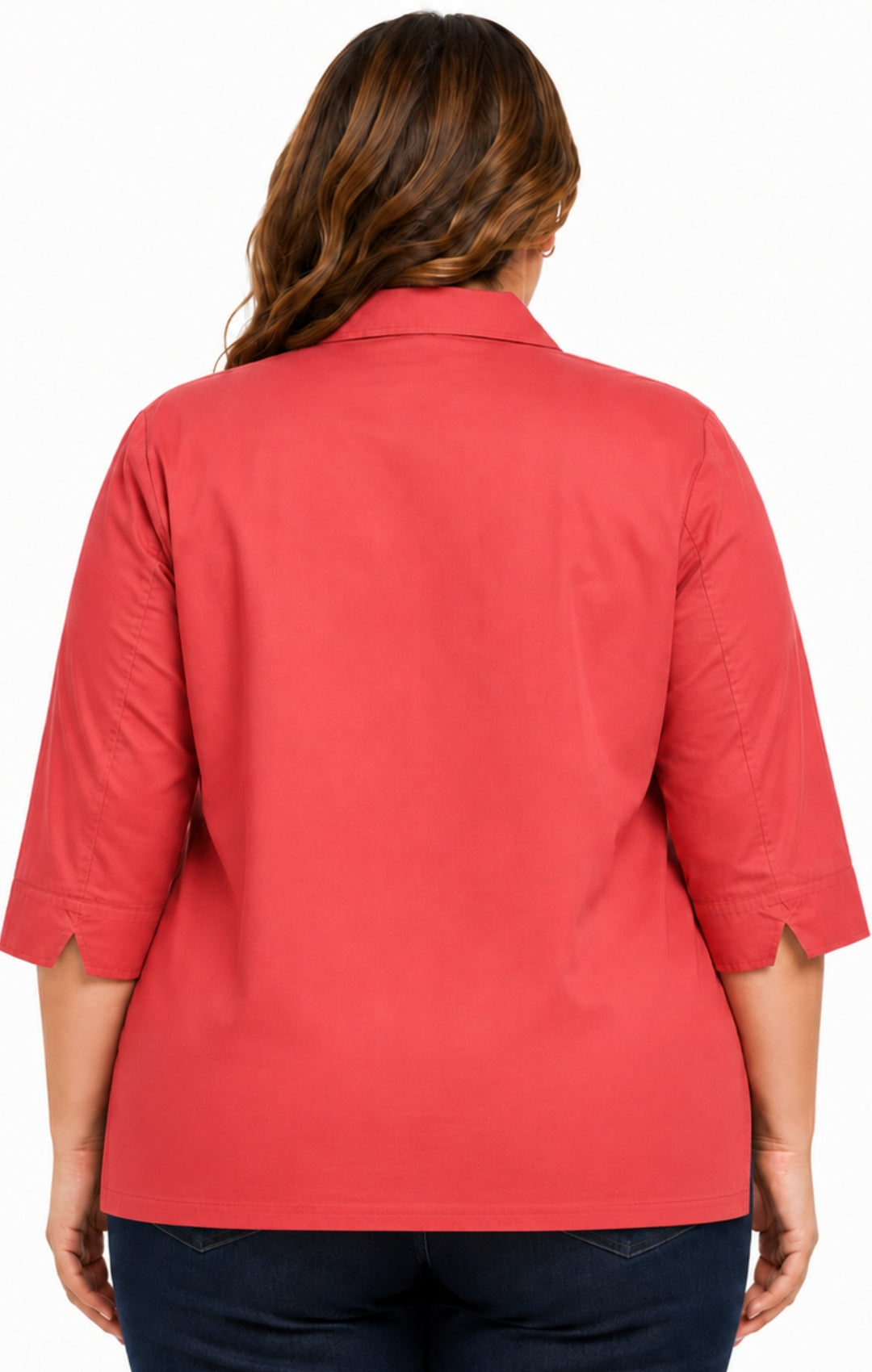 Women's 3/4 Sleeve Button-Down Camp Shirt — Collared Regular Fit