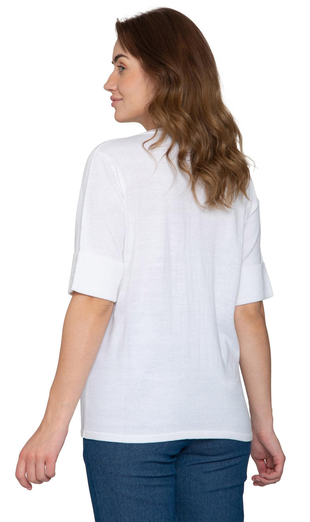 Women's Button Front Cardigan with Elbow Cuff Detail — Soft Knit