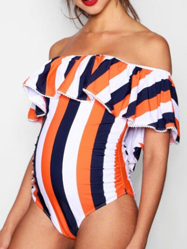 Plus Size Printed Metallic Bikini Swimsuit