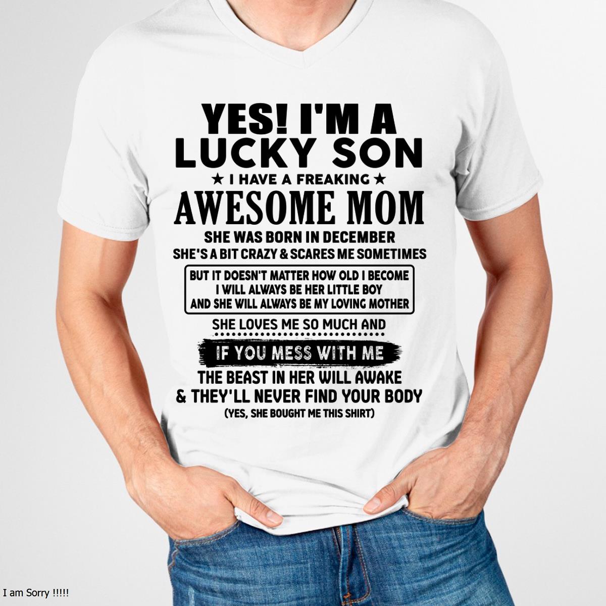 December - I am Lucky Son - Gift For Son From Mom - NGHL12 - (SKU-T1206LMS-12)