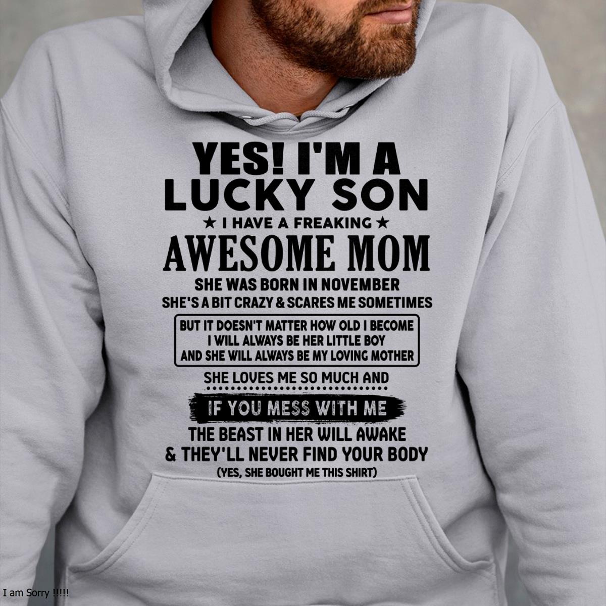 November - I am Lucky Son - Gift For Son From Mom - NGHL11 - (SKU-T1206LMS-11)